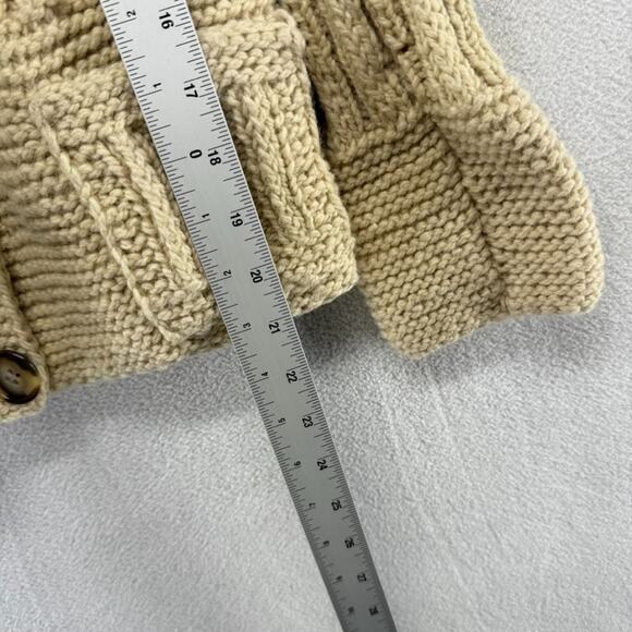 Vintage Fisherman Sweater Women's Small / Medium Beige Tan Cardigan thick 90s - Picture 3 of 8